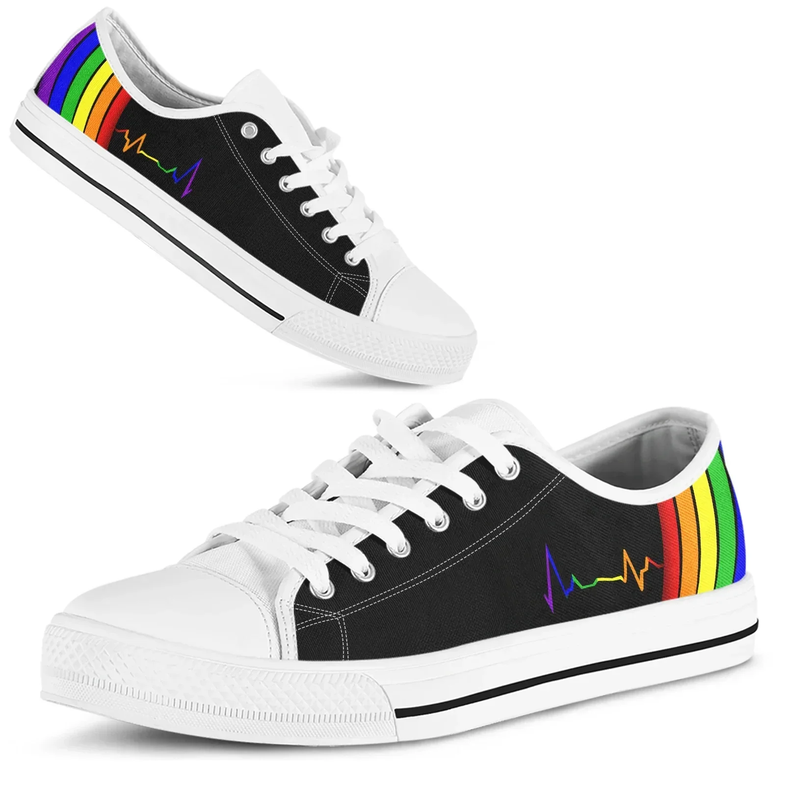 LGBT Pride Heartbeat Black Women Canvas Low top Vulcanized Sneakers Rainbow Lace-up Flat Shoes zapatos mujer designer
LGBT Pride Heartbeat Black Women Canvas Low top Vulcanized Sneakers Rainbow Lace-up Flat Shoes zapatos mujer designer
