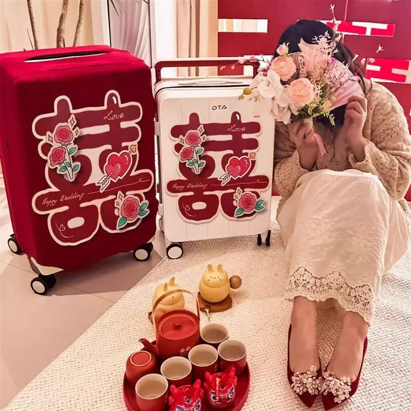 Red Luggage Protector Cover with Double Happiness Character Stickers 24 Inch Wedding Wide Pull Rod Leather Suitcase Outer Cov...
Red Luggage Protector Cover with Double Happiness Character Stickers 24 Inch Wedding Wide Pull Rod Leather Suitcase Outer Cov...