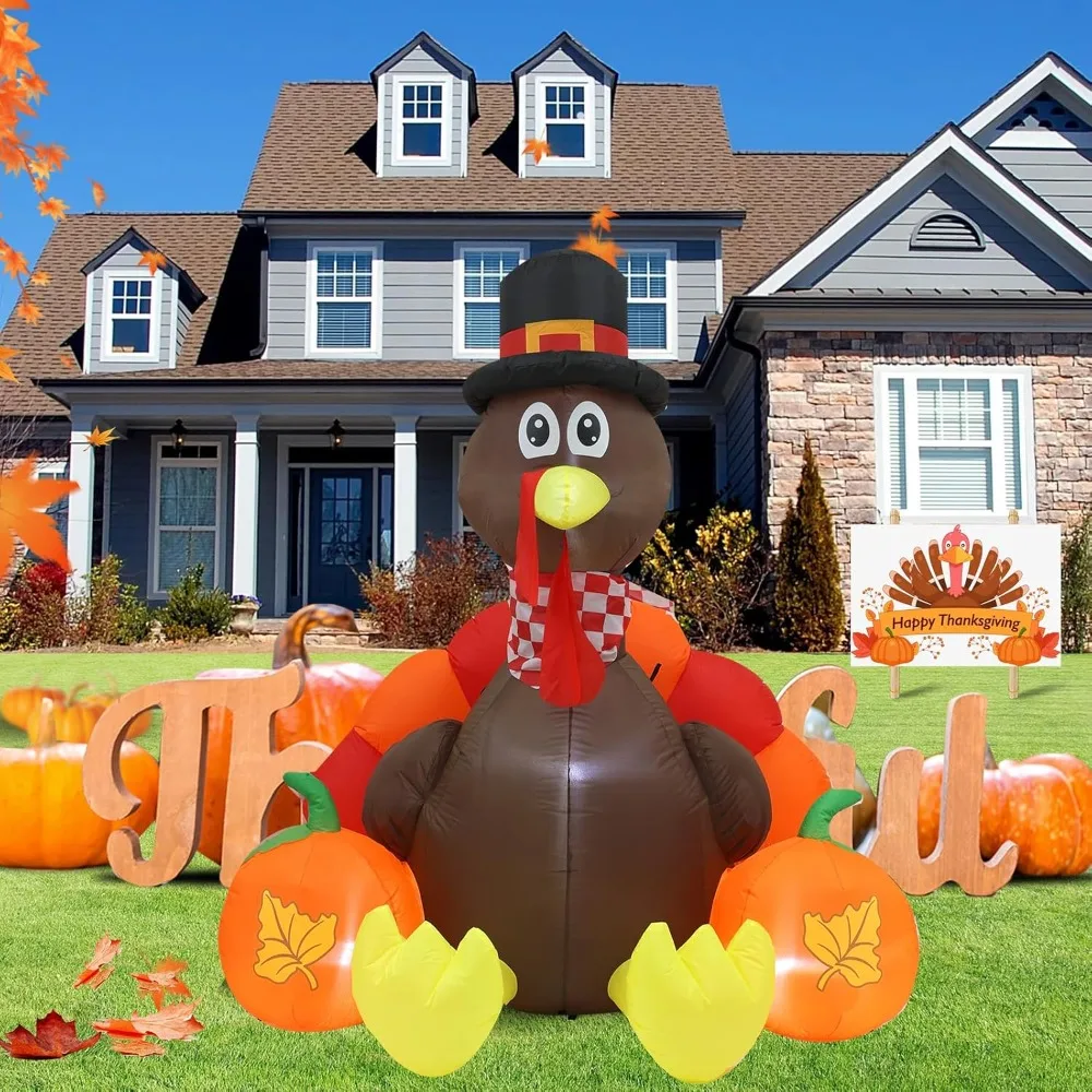 6 FT Turkey Thanksgiving Inflatable Decoration with LED Lights for Holiday Celebration Decorations on Yard, Lawn and Patio
6 FT Turkey Thanksgiving Inflatable Decoration with LED Lights for Holiday Celebration Decorations on Yard, Lawn and Patio