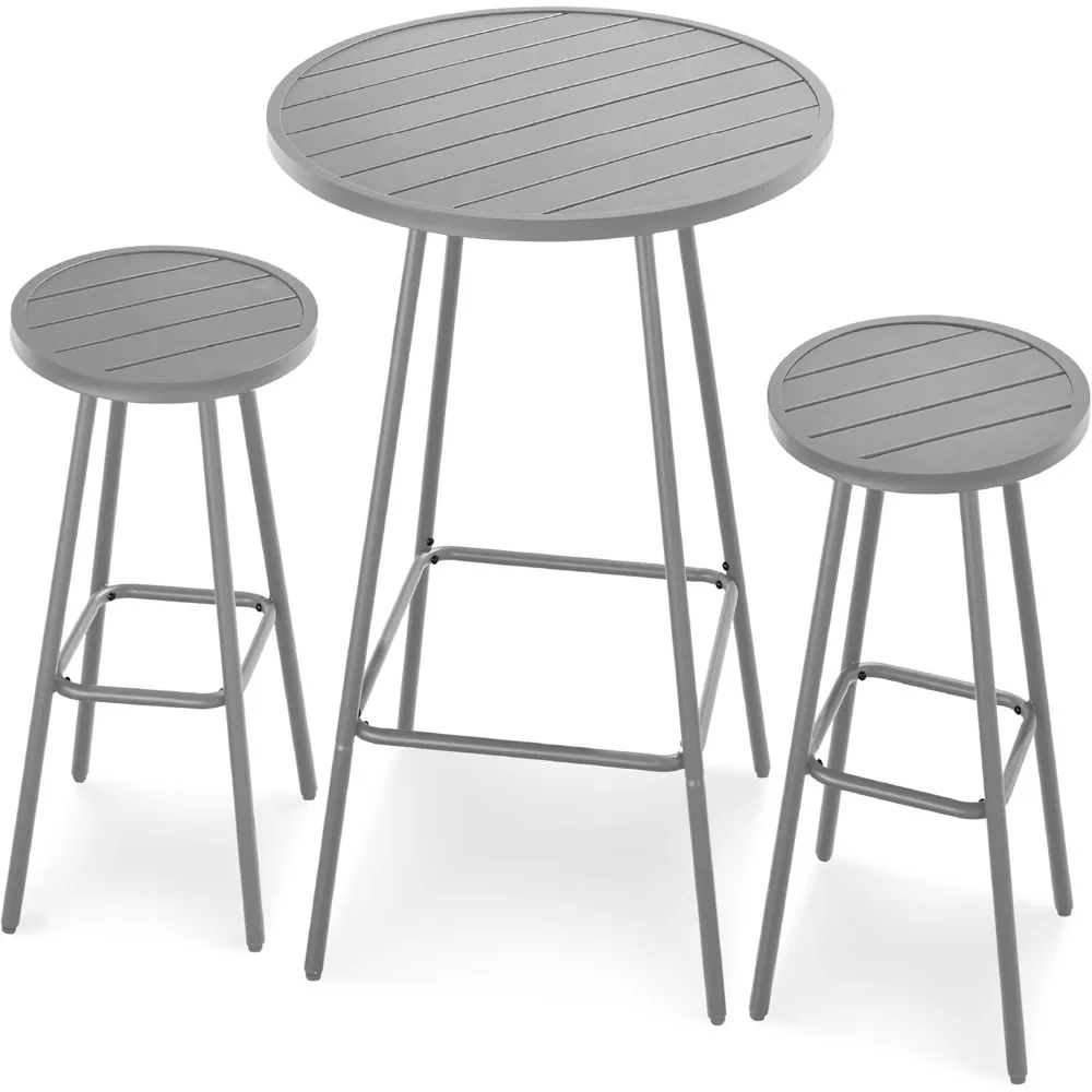 3-Piece Patio Dining Set, Bar Height, Outdoor Bistro Set, Outdoor Round Bar Table w/ 2 Bar Stools
3-Piece Patio Dining Set, Bar Height, Outdoor Bistro Set, Outdoor Round Bar Table w/ 2 Bar Stools