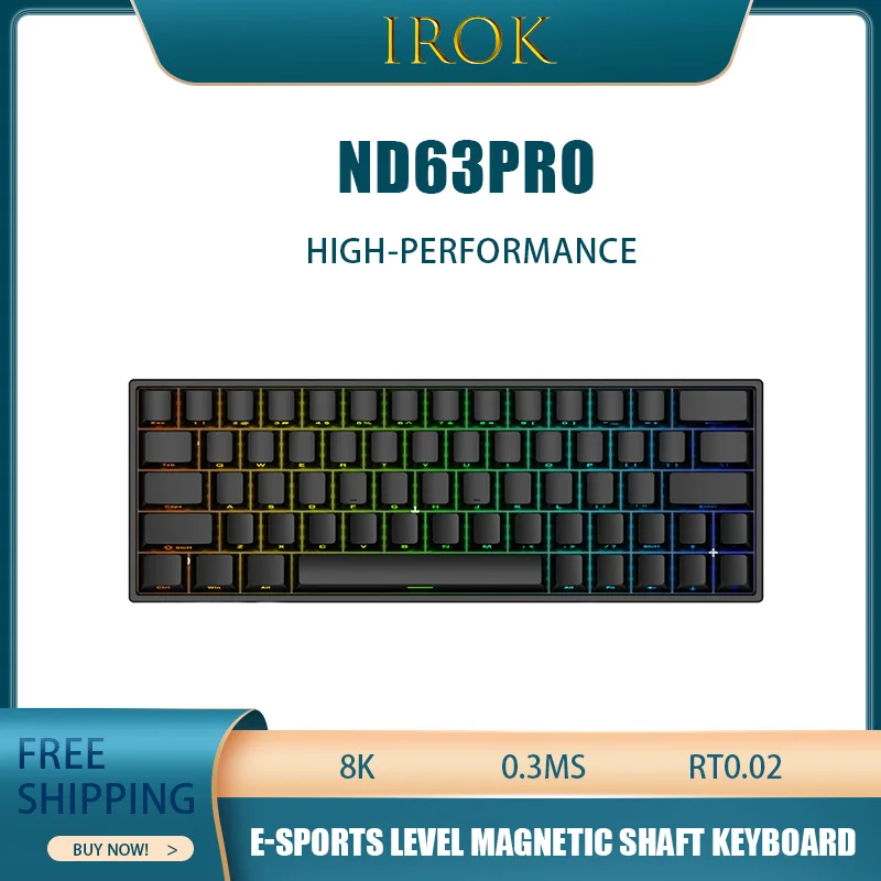 Irok Nd63pro Механическая клавиатура с магнитной осью 8k 0, мертвая зона, горячая замена, Rgb Rt0,02 мм, игровая клавиатура для киберспорта
Irok Nd63pro Механическая клавиатура с магнитной осью 8k 0, мертвая зона, горячая замена, Rgb Rt0,02 мм, игровая клавиатура для киберспорта