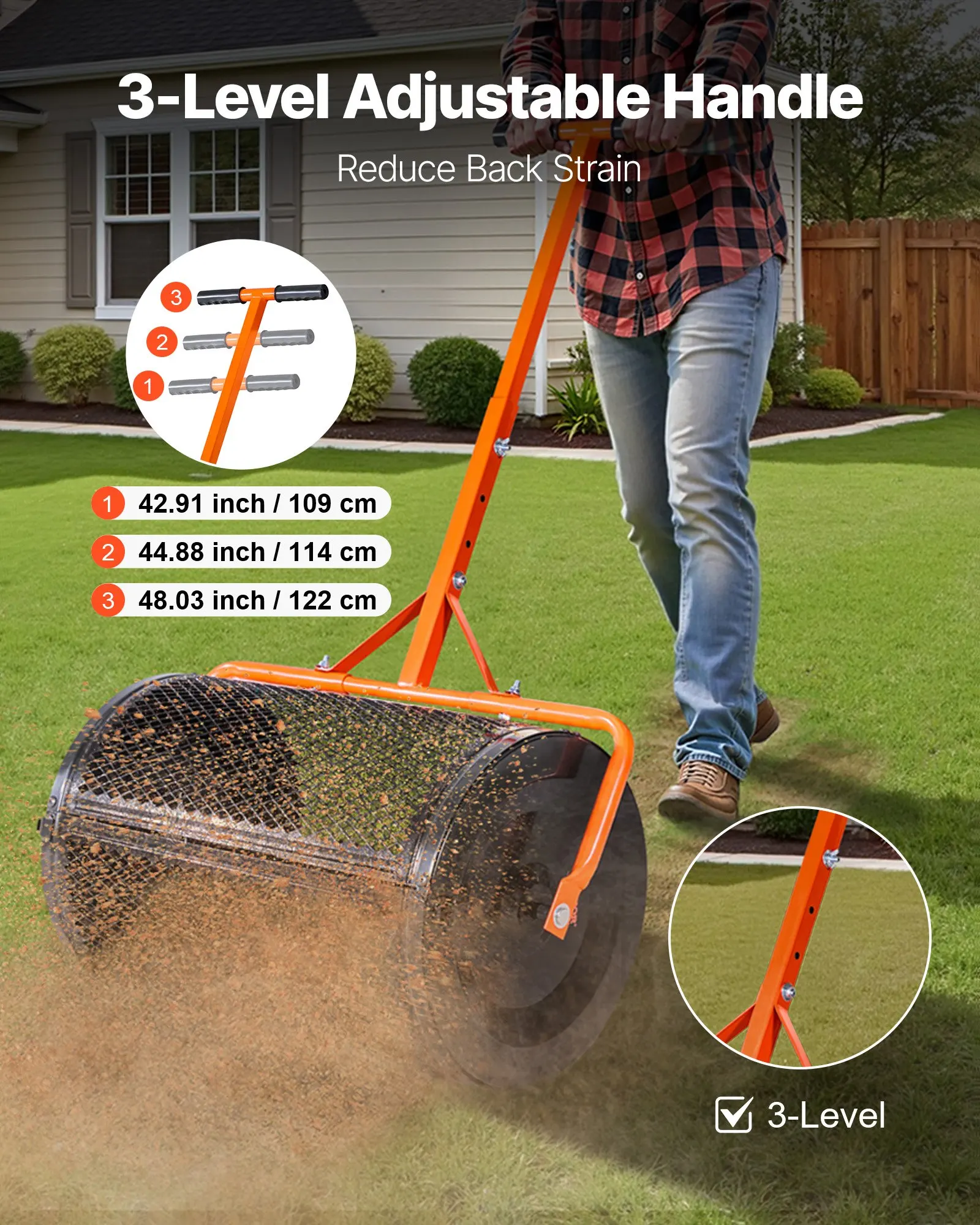 Compost Spreader, 24 In Wide Peat Moss Spreader With T Shaped Handle, 3 Heights Adjustable, Powder-Coated Steel Garden Peat
Compost Spreader, 24 In Wide Peat Moss Spreader With T Shaped Handle, 3 Heights Adjustable, Powder-Coated Steel Garden Peat