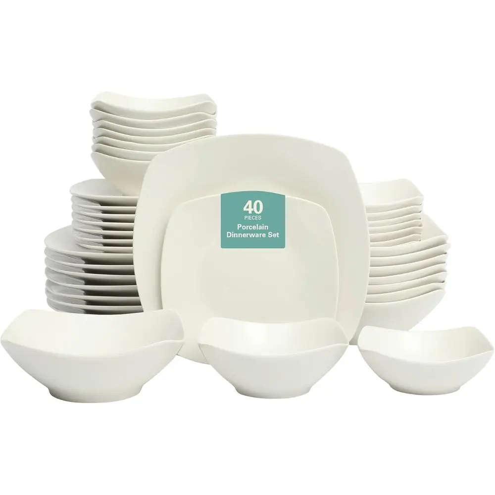 Brentwood 40-Piece Dinnerware Set – Square White Porcelain Plates and Bowls, Service or 8, Dishwasher & Microwave Sae, ern Every
Brentwood 40-Piece Dinnerware Set – Square White Porcelain Plates and Bowls, Service or 8, Dishwasher & Microwave Sae, ern Every