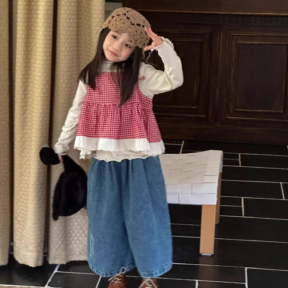 2025 Autumn New Girl Sweet Korean Simple Ins Checkered Top Two Piece Set Jeans
2025 Autumn New Girl Sweet Korean Simple Ins Checkered Top Two Piece Set Jeans