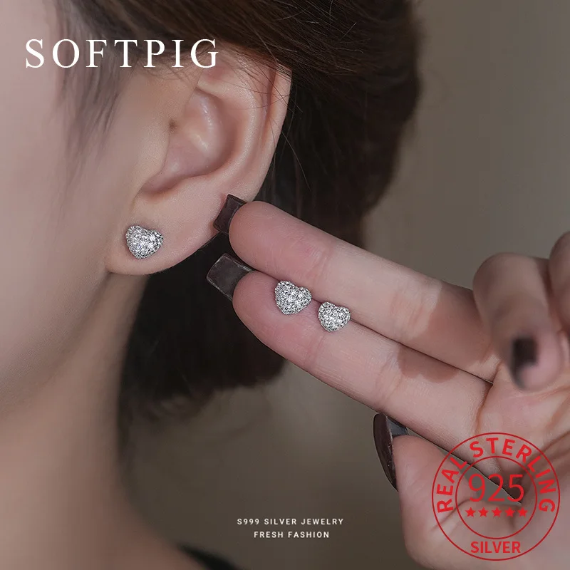 SOFTPIG Real 925 Sterling Silver Zircon Heart Mini Stud Earrings for Women Cute Fine Jewelry Ear Hole Care Accessories
SOFTPIG Real 925 Sterling Silver Zircon Heart Mini Stud Earrings for Women Cute Fine Jewelry Ear Hole Care Accessories