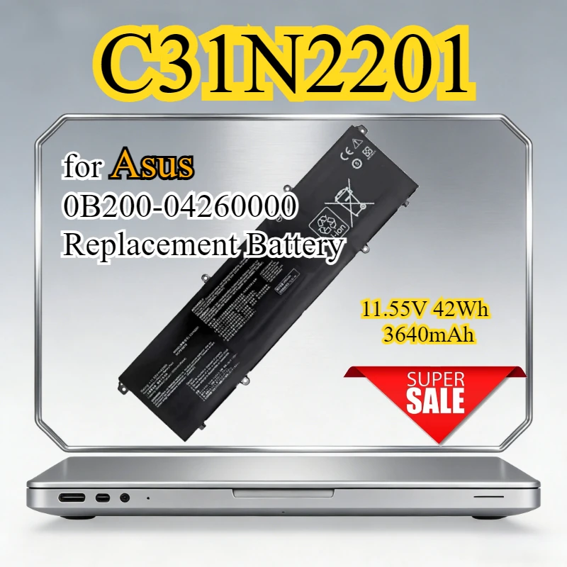 New C31N2201 Laptop Battery for Asus 0B200-04260000 Replacement Battery 11.55V 3640mAh 42Wh Bateria
New C31N2201 Laptop Battery for Asus 0B200-04260000 Replacement Battery 11.55V 3640mAh 42Wh Bateria