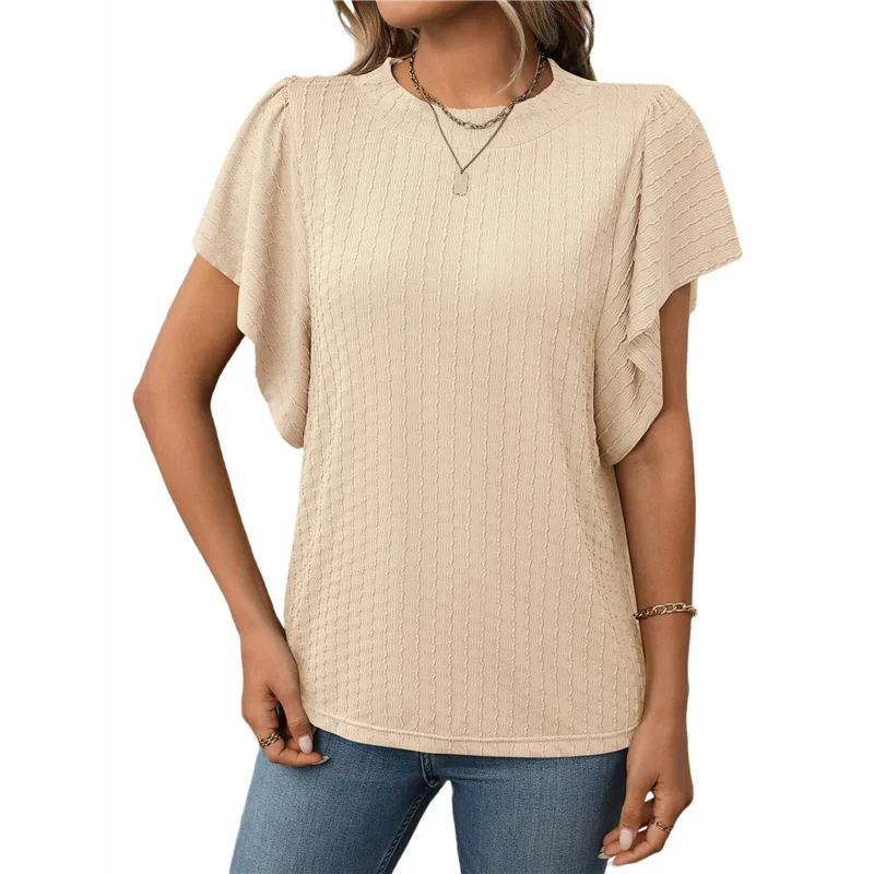 Women's Formal Casual Business Shirts Summer Shirts Short Sleeves Round Neck Lotus Leaf Sleeves Suits 2025
Women's Formal Casual Business Shirts Summer Shirts Short Sleeves Round Neck Lotus Leaf Sleeves Suits 2025