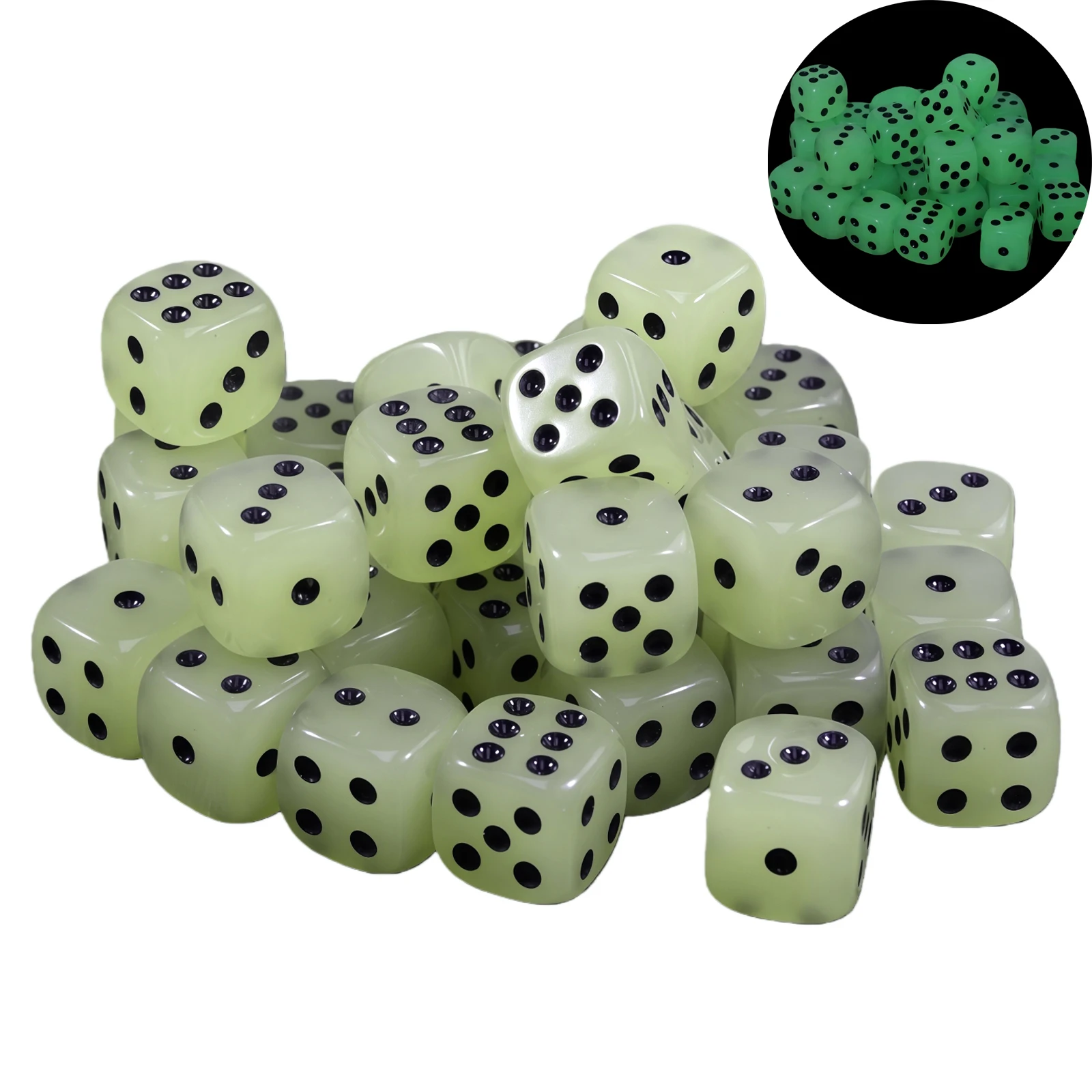 6pcs D6 Luminous Dice 14mm 6 Sided Glow in Dark Dice for Club Party Entertainment Board Game
6pcs D6 Luminous Dice 14mm 6 Sided Glow in Dark Dice for Club Party Entertainment Board Game