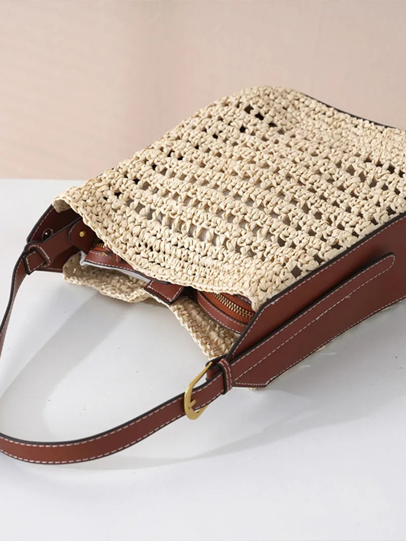 Hollow Design Woven Women's Beach Bucket Bag Shoulder Purse Handwoven Summer Large Capacity Underarm Handbag
Hollow Design Woven Women's Beach Bucket Bag Shoulder Purse Handwoven Summer Large Capacity Underarm Handbag