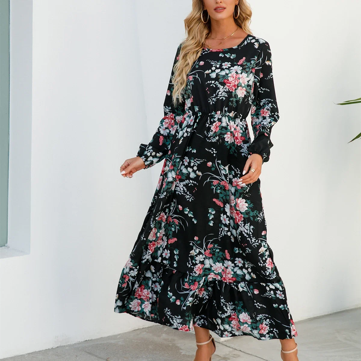 Женское шифоновое платье с высокой талией, длинным рукавом и цветочным принтом
Женское шифоновое платье с высокой талией, длинным рукавом и цветочным принтом