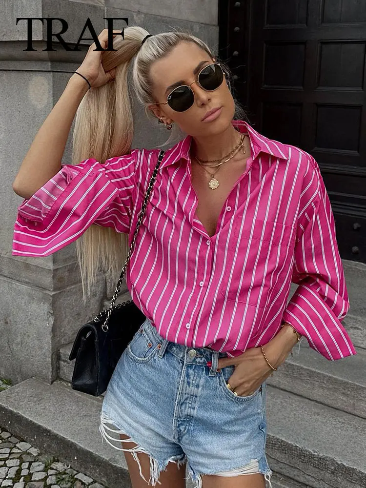 TRAF 2024 Spring Women Fashion Blouses Trend U Shaped Hem Loose Shirts Woman Pocket Chic Casual Streetwear Female Shirt Top
TRAF 2024 Spring Women Fashion Blouses Trend U Shaped Hem Loose Shirts Woman Pocket Chic Casual Streetwear Female Shirt Top