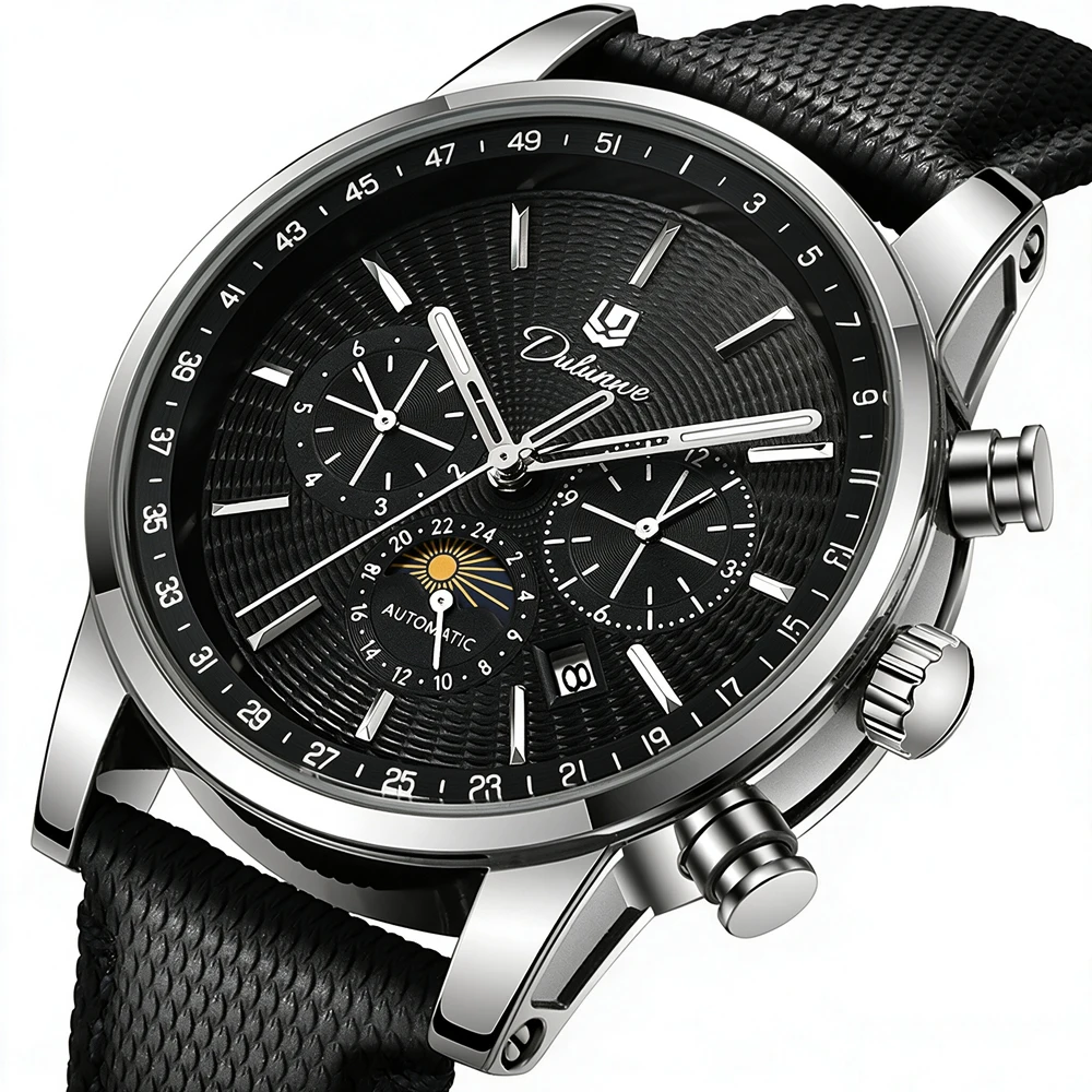 Multifunction Automatic Mechanical Mens Sport Watch Moon Phase Waterproof Luminous Hands Leather Band Luxury Casual Male Watches
Multifunction Automatic Mechanical Mens Sport Watch Moon Phase Waterproof Luminous Hands Leather Band Luxury Casual Male Watches