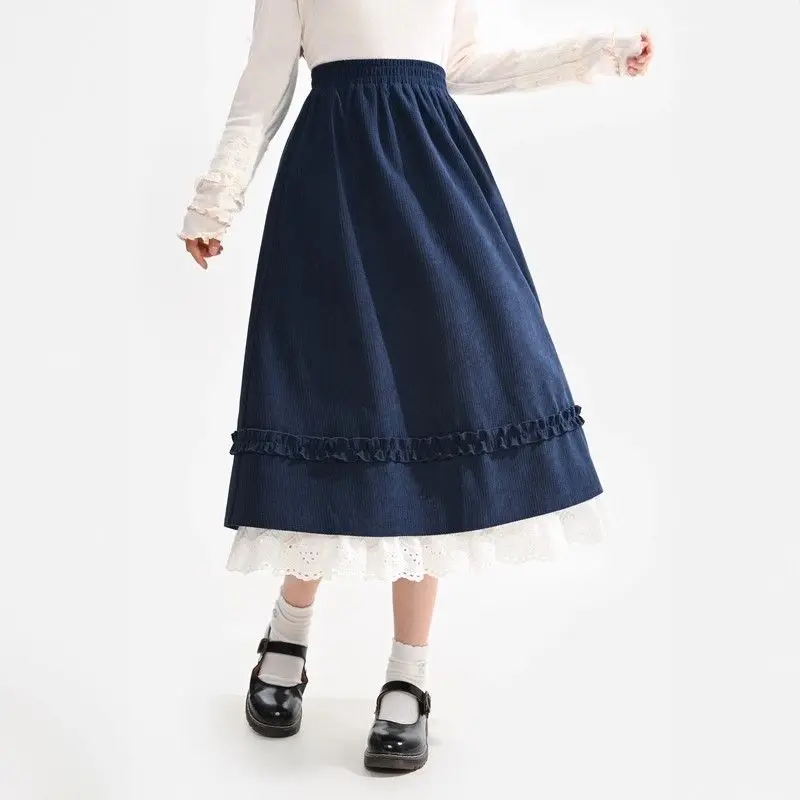 Japan College Style Retro Literary 2025 New Autumn And Winter Lace Splicing Design High-Waist Slim A-Line Skirt
Japan College Style Retro Literary 2025 New Autumn And Winter Lace Splicing Design High-Waist Slim A-Line Skirt