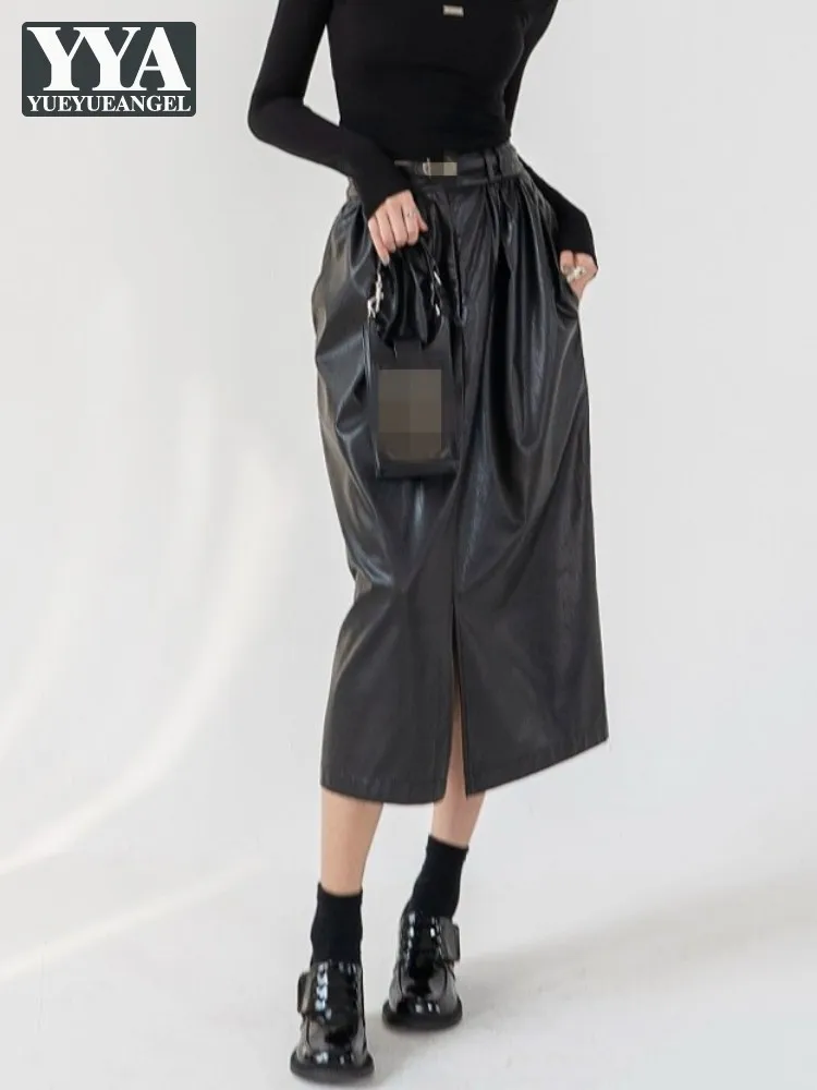 New Office Ladies Bud Skirt Black Pu Leather High Waist Slim Fit Mid-Length Skirt Front Split Fashion Sexy Faux Leather Skirts
New Office Ladies Bud Skirt Black Pu Leather High Waist Slim Fit Mid-Length Skirt Front Split Fashion Sexy Faux Leather Skirts