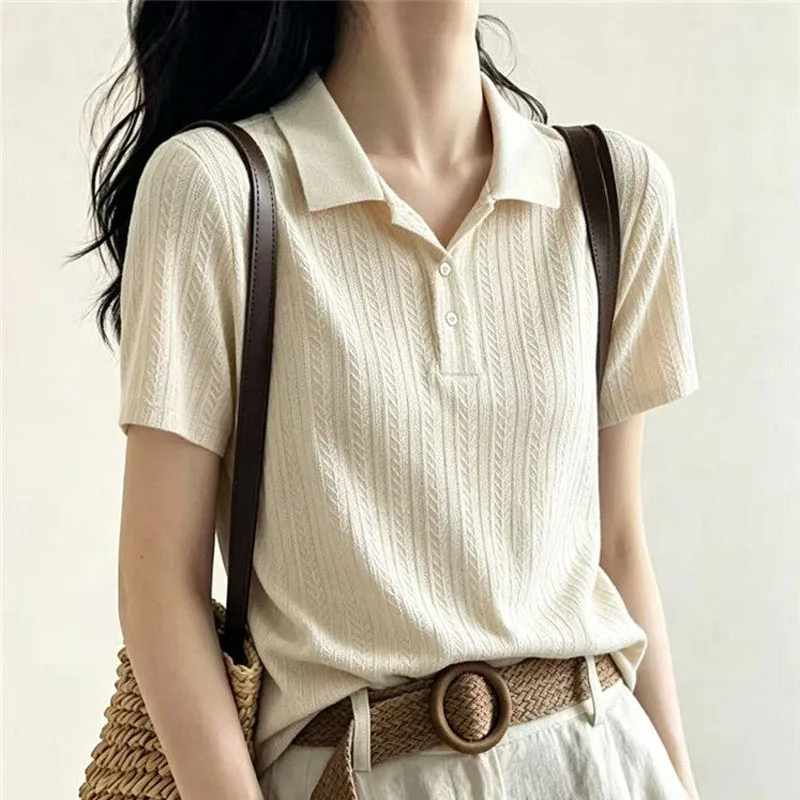 Sueter Feminino New Summer Short Sleeve Knitted Sweater Women Pullovers Turn Down Collar Knit Sweater Pullover Women Tops Q5215
Sueter Feminino New Summer Short Sleeve Knitted Sweater Women Pullovers Turn Down Collar Knit Sweater Pullover Women Tops Q5215