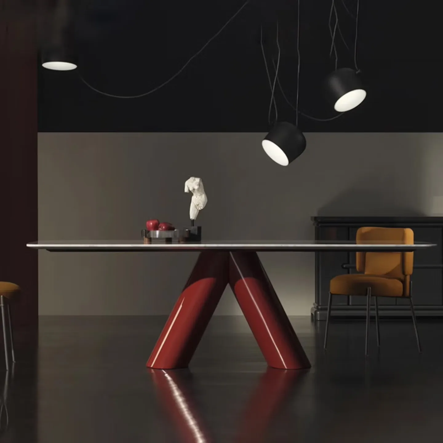 Minimalist marble spar dining table rectangular rock slab dining table and chair combination
Minimalist marble spar dining table rectangular rock slab dining table and chair combination