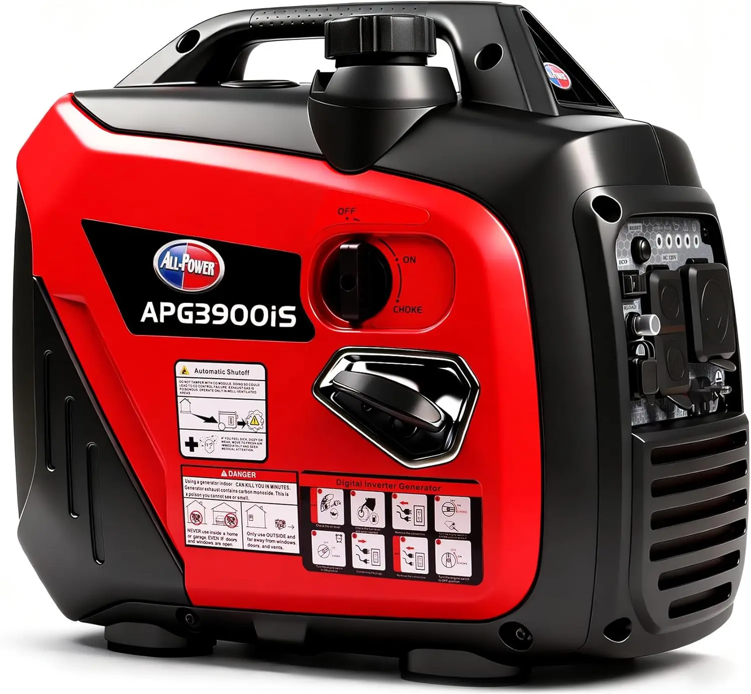 All-Power 3500W Portable Inverter Generator – Quiet Small Gas-Powered Generator with ECO Mode, CO Sensor, Ideal for Camping, Home Use Emergency Backup
All-Power 3500W Portable Inverter Generator – Quiet Small Gas-Powered Generator with ECO Mode, CO Sensor, Ideal for Camping, Home Use Emergency Backup