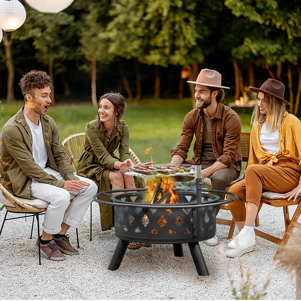30'' Multi-Functional Outdoor Fire Pit with Swiveling Grill – Perfect for Bonfires and Barbecues,Outdoor Fire Pit
30'' Multi-Functional Outdoor Fire Pit with Swiveling Grill – Perfect for Bonfires and Barbecues,Outdoor Fire Pit