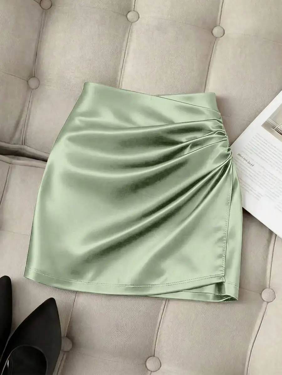Glossy Asymmetrical Hem High Waist Slim Fit Pleated Bodycon Skirt Spring Summer
Glossy Asymmetrical Hem High Waist Slim Fit Pleated Bodycon Skirt Spring Summer