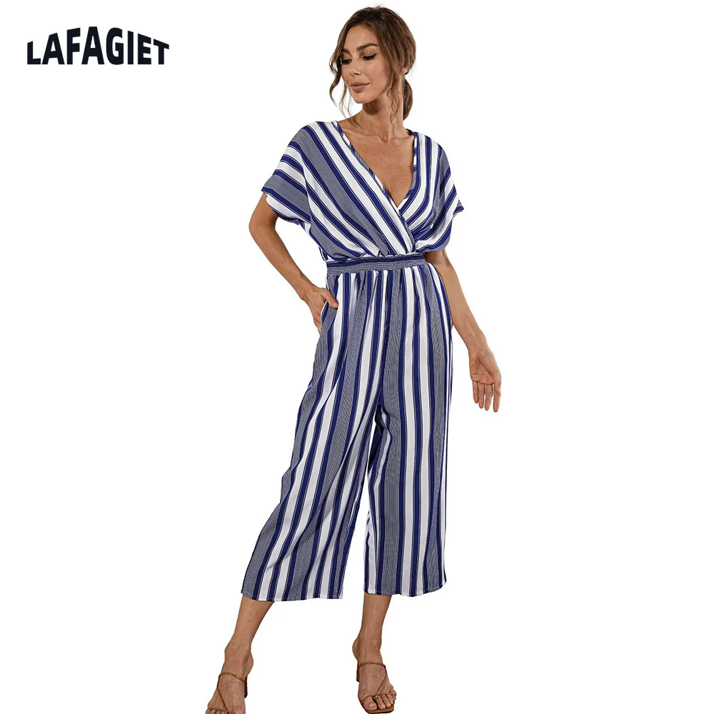Summer One Piece Women Jumpsuit Short Sleeve Loose Stripe Office Lady Rompers Causal Wide Leg Overalls Fashion Female Jumpsuit
Summer One Piece Women Jumpsuit Short Sleeve Loose Stripe Office Lady Rompers Causal Wide Leg Overalls Fashion Female Jumpsuit