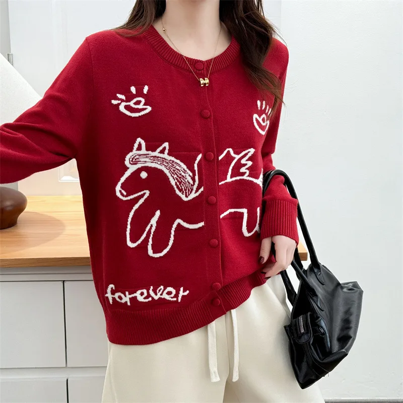 Модный кардиган-пальто XXXXL больших размеров для женщин, весна 2026, вязаный, с длинными рукавами, жаккардовый, с узором «лошадь», 2655
Модный кардиган-пальто XXXXL больших размеров для женщин, весна 2026, вязаный, с длинными рукавами, жаккардовый, с узором «лошадь», 2655