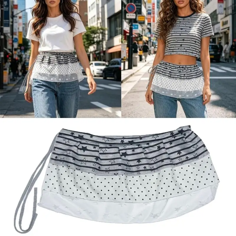 A52E Harajuku Layered Waist Band Hip Wrap Skirt With Embroidered Star For Streetwear
A52E Harajuku Layered Waist Band Hip Wrap Skirt With Embroidered Star For Streetwear
