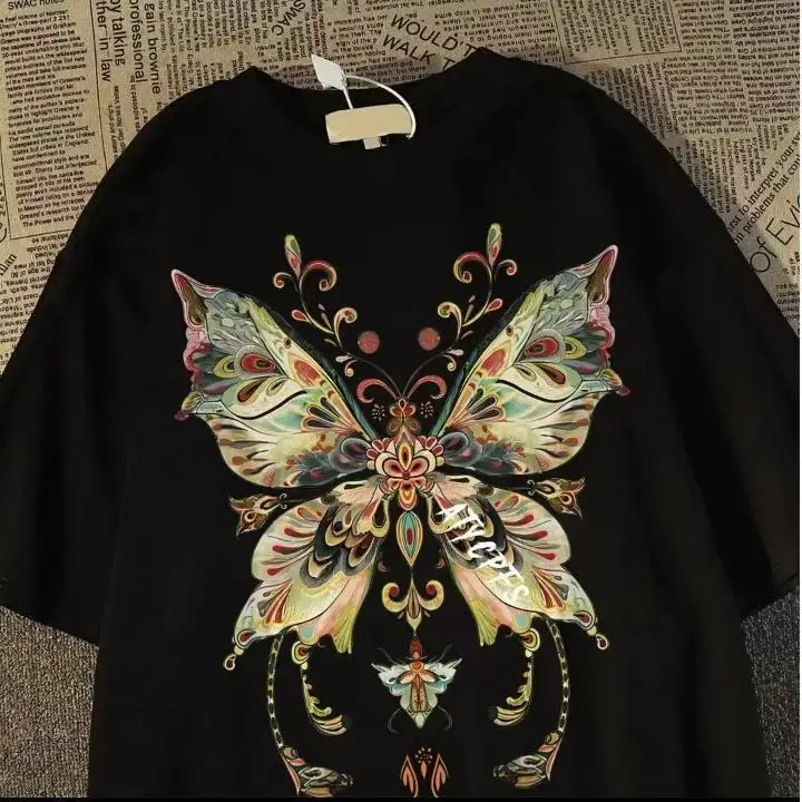 Hong Kong Style Couple Short-sleeved Men's Heavy Short-sleeved T-shirt Men's Retro Butterfly Trendy Brand T-shirt Men Tops
Hong Kong Style Couple Short-sleeved Men's Heavy Short-sleeved T-shirt Men's Retro Butterfly Trendy Brand T-shirt Men Tops