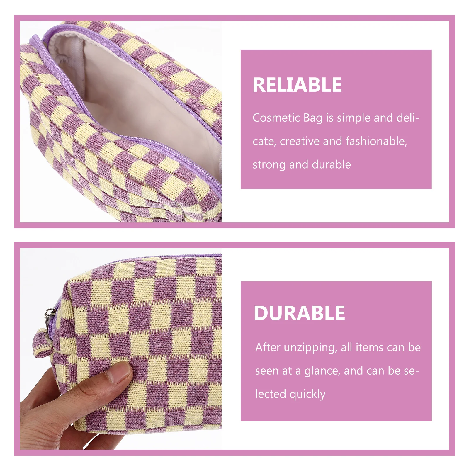Checkerboard Handle Bag Large Capacity Knit Storage Blue White Grid Travel Pouch Toiletries Bag Women
Checkerboard Handle Bag Large Capacity Knit Storage Blue White Grid Travel Pouch Toiletries Bag Women