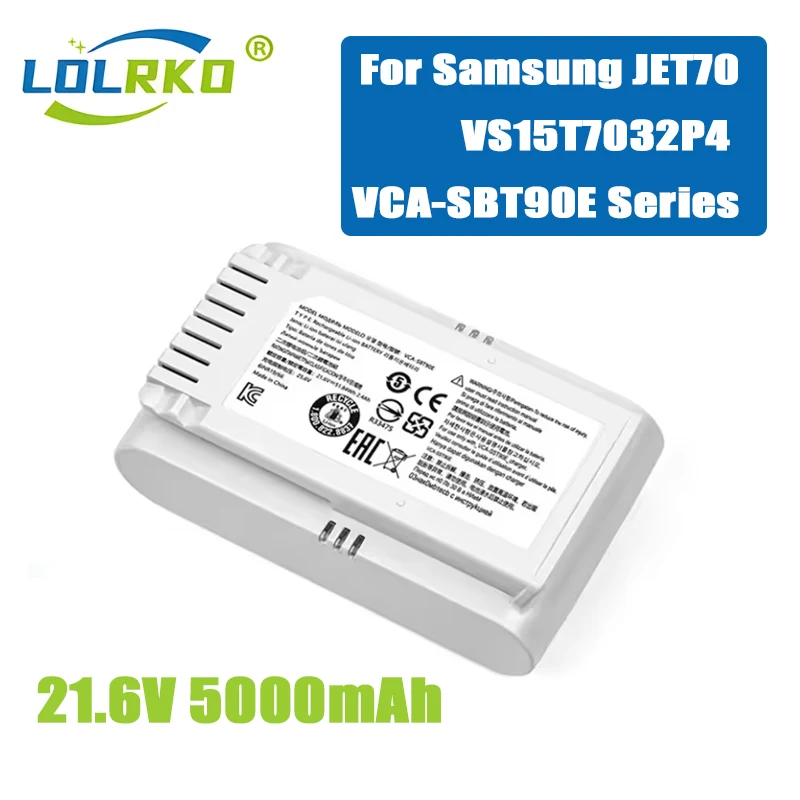 21.6V 2400mAh /5000mAh Replacement Battery for Samsung Jet 70 JET70 VS15T7032P4 VCA-SBT90E Rechargeable Vacuum Cleaner Battery
21.6V 2400mAh /5000mAh Replacement Battery for Samsung Jet 70 JET70 VS15T7032P4 VCA-SBT90E Rechargeable Vacuum Cleaner Battery