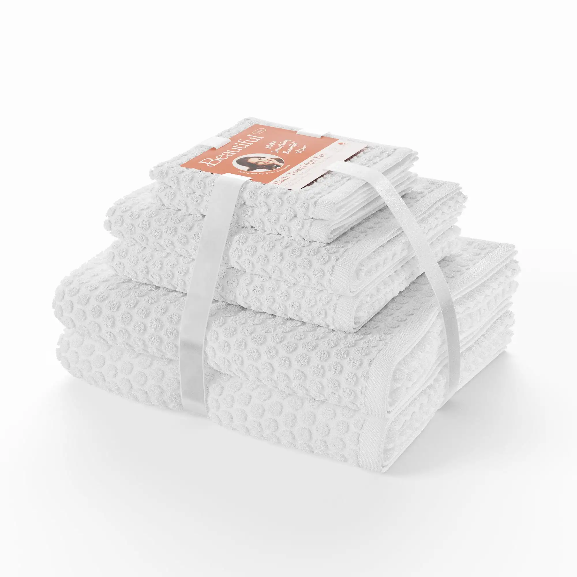 Dot Textured 6pk Towel Set, Contains 2 Bath, 2 Hand, 2 Wash - Off White by Drew Barrymore
Dot Textured 6pk Towel Set, Contains 2 Bath, 2 Hand, 2 Wash - Off White by Drew Barrymore