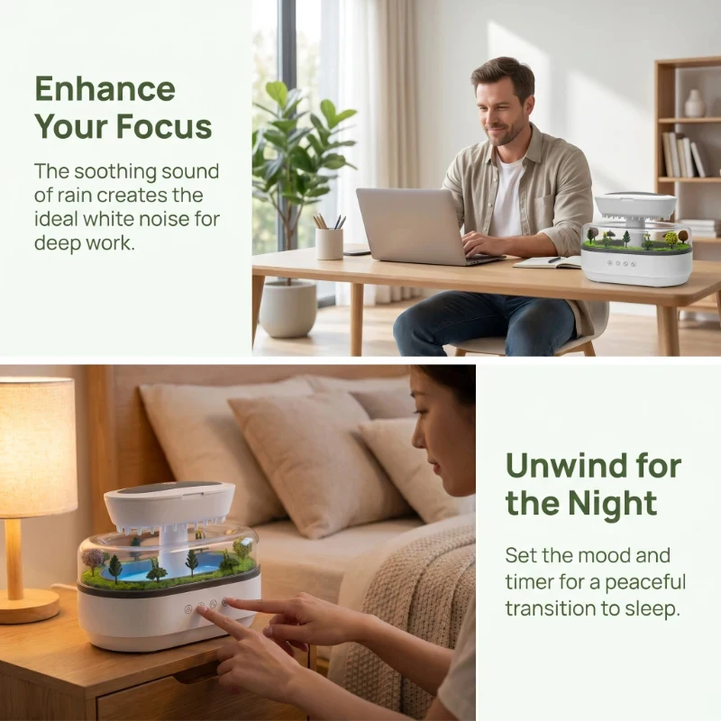 Micro Landscape Rain Cloud Humidifier Household Water Drip Aroma Diffuser 7 LED Night Light Home Office
Micro Landscape Rain Cloud Humidifier Household Water Drip Aroma Diffuser 7 LED Night Light Home Office