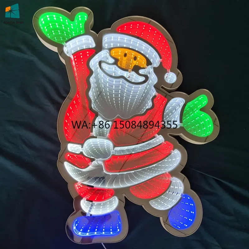 Santa Claus Infinity Mirror LED Sign Christmas Decoration Glass Letter Sign for Shop Signage
Santa Claus Infinity Mirror LED Sign Christmas Decoration Glass Letter Sign for Shop Signage