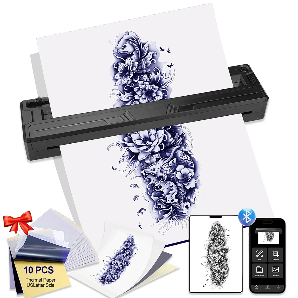 Беспроводной принтер для татуировок, термопринтер для переноса шаблонов, Bluetooth, мини-принтер для татуировок, портативный термогенератор, печать 
Беспроводной принтер для татуировок, термопринтер для переноса шаблонов, Bluetooth, мини-принтер для татуировок, портативный термогенератор, печать