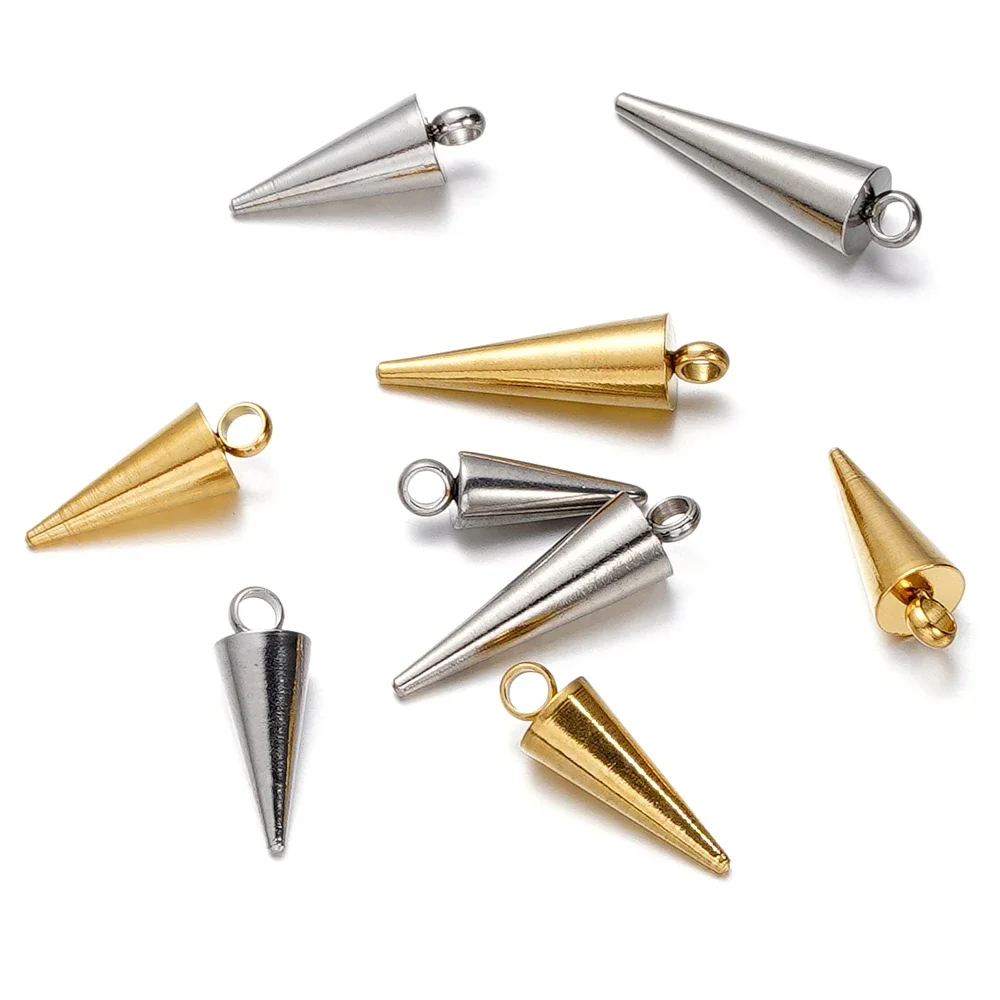 10pcs/lot Stainless Steel Cone Charms Retro Spike Beads Pendants for Women Man Hoop Earring DIY Jewelry Making Supplies
10pcs/lot Stainless Steel Cone Charms Retro Spike Beads Pendants for Women Man Hoop Earring DIY Jewelry Making Supplies