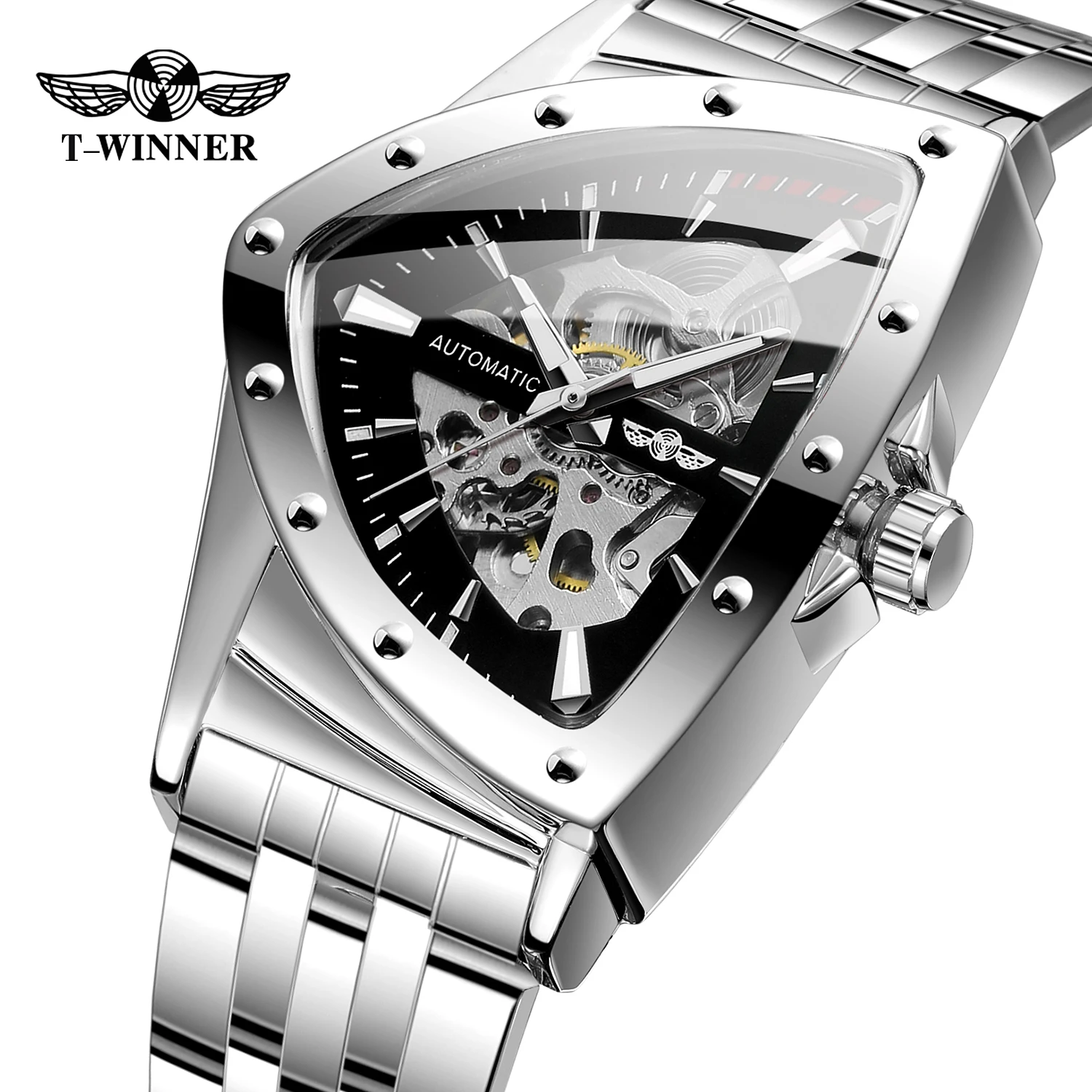 WINNER Sports Triangle Casual Automatical Hollow Mechanical Watches Fashion Luminous Pointers Skeleton Military Man Wristwatches
WINNER Sports Triangle Casual Automatical Hollow Mechanical Watches Fashion Luminous Pointers Skeleton Military Man Wristwatches