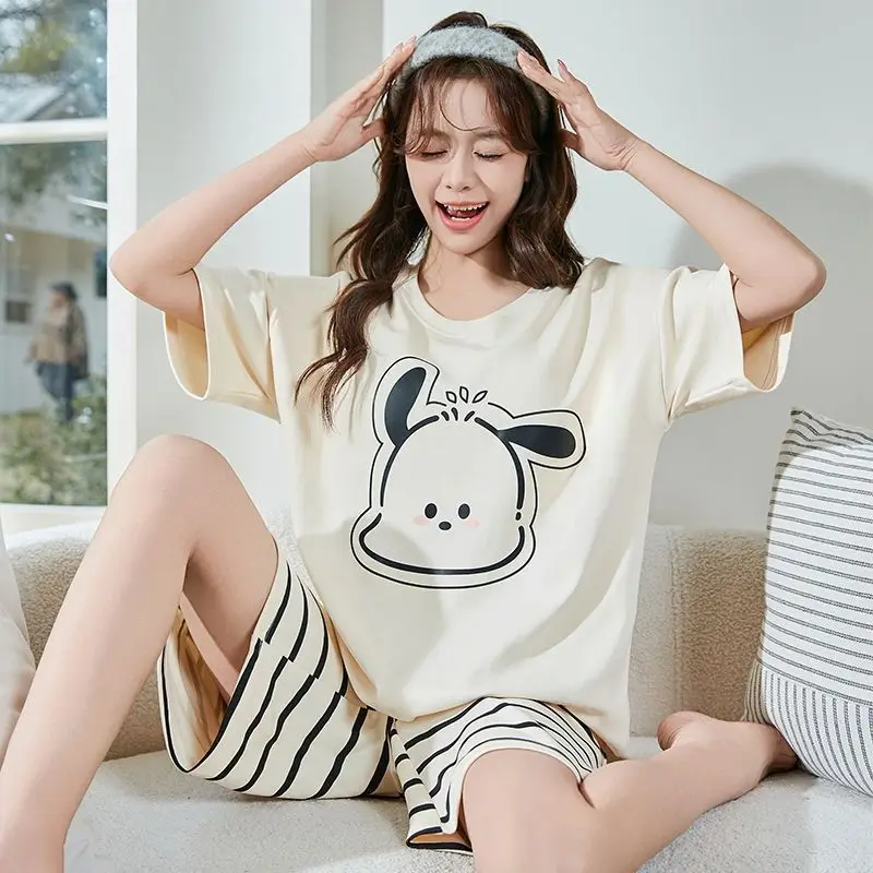 Женская пижама Sanrio: летняя новинка, комплект Hello Kitty с коротким рукавом и шортами, с мультяшным принтом, домашняя одежда
Женская пижама Sanrio: летняя новинка, комплект Hello Kitty с коротким рукавом и шортами, с мультяшным принтом, домашняя одежда