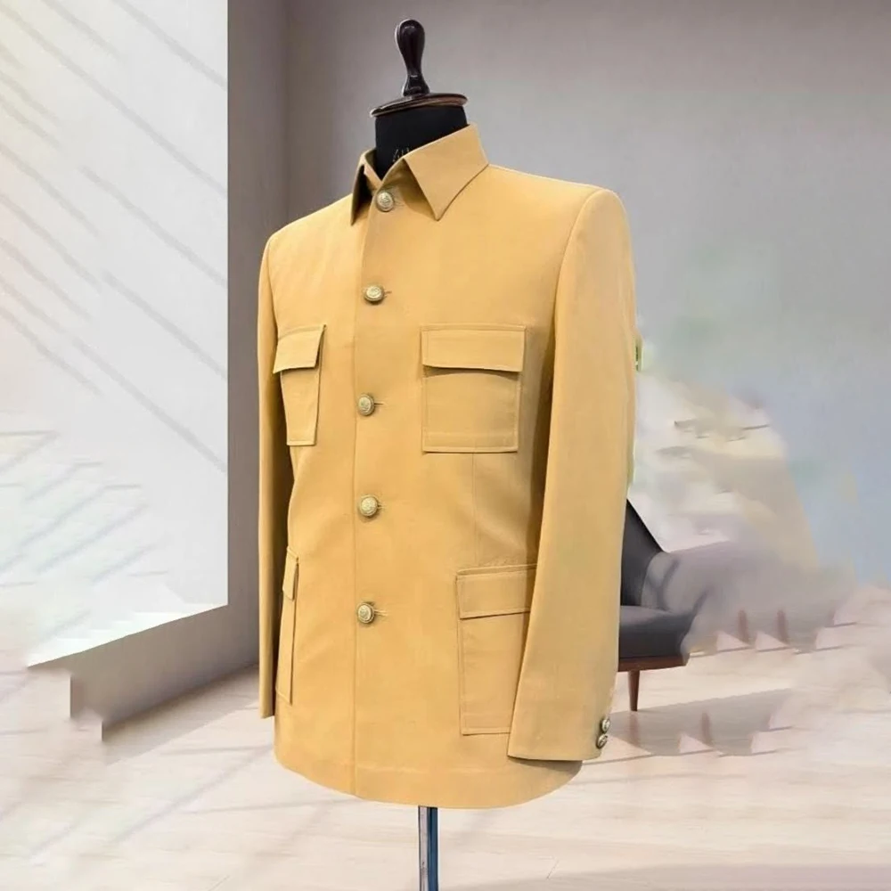 Safari Solid Color Men's Suits Fashion Slim Fit Stand Lapel Single Breasted 2 Piece Jacket Pants Customized Male Clothing
Safari Solid Color Men's Suits Fashion Slim Fit Stand Lapel Single Breasted 2 Piece Jacket Pants Customized Male Clothing