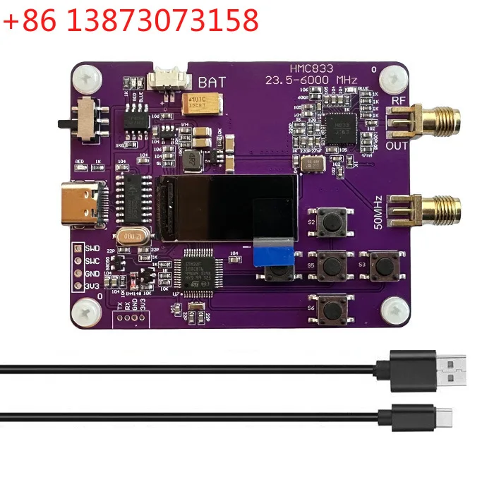 6GHz RF signal generator 23.5MHZ-6000MHz button version oled screen display HMC833
6GHz RF signal generator 23.5MHZ-6000MHz button version oled screen display HMC833