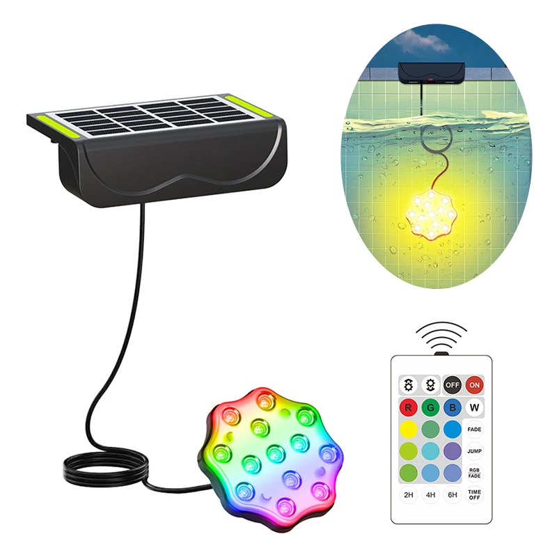 RGB Solar Powered Swimming Pool Underwater Lamp IP68 Waterproof Pool Submersible Night Light with Remote for Summer Party
RGB Solar Powered Swimming Pool Underwater Lamp IP68 Waterproof Pool Submersible Night Light with Remote for Summer Party