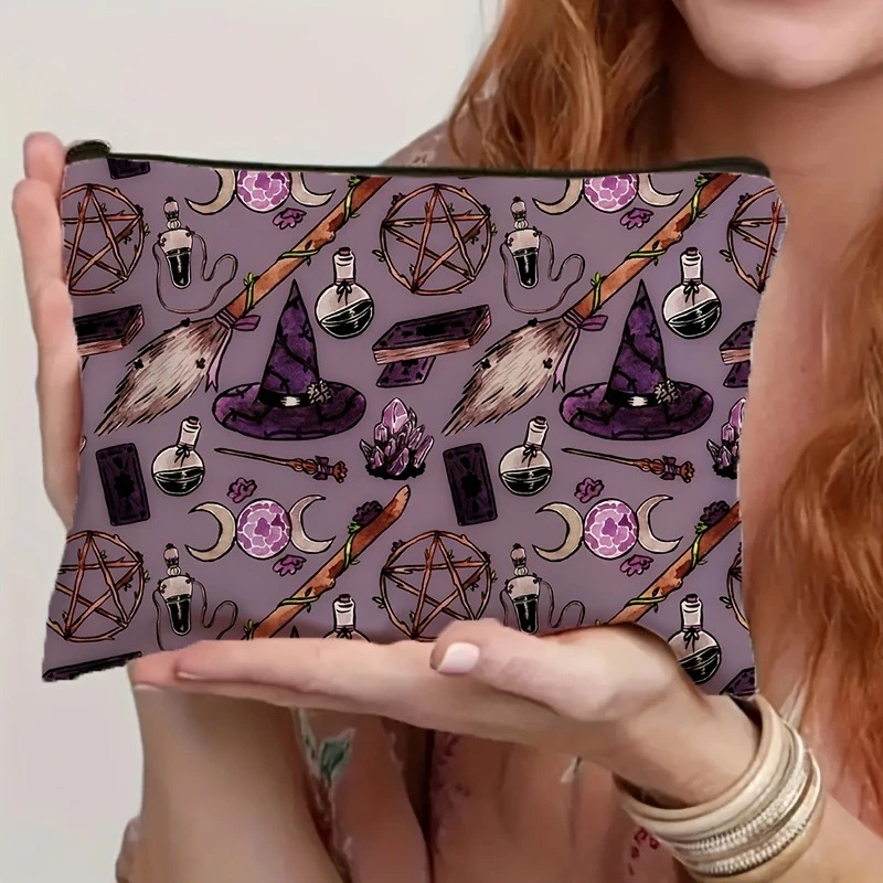 Темно-фиолетовая косметичка в стиле магов, шикарная, легкая, складная, для путешествий, с шляпками ведьм, на Хэллоуин
Темно-фиолетовая косметичка в стиле магов, шикарная, легкая, складная, для путешествий, с шляпками ведьм, на Хэллоуин