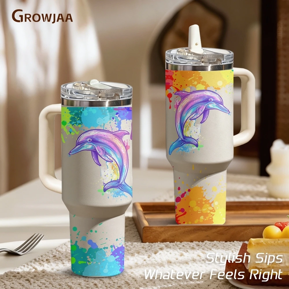 Colorful Splash Dolphin Vacuum Flasks 40oz 3rd Gen Vacuum Insulated Tumbler with Handle Straw Lid for Gym Office Travel
Colorful Splash Dolphin Vacuum Flasks 40oz 3rd Gen Vacuum Insulated Tumbler with Handle Straw Lid for Gym Office Travel