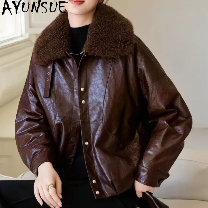 AYUNSUE Real Leather Jacket Woman Sheepskin Down Jackets Fashion Lamb Fur Collar Tops for Woman Warm Winter Jacket Woman Clothes
AYUNSUE Real Leather Jacket Woman Sheepskin Down Jackets Fashion Lamb Fur Collar Tops for Woman Warm Winter Jacket Woman Clothes