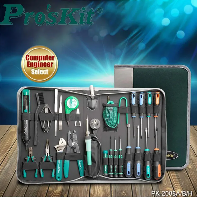 Pro'skit электронный ремонт 26 в 1, набор инструментов для компьютера, дома, электрика, электронный многофункциональный набор инструментов для ремонта PK-2088H 
Pro'skit электронный ремонт 26 в 1, набор инструментов для компьютера, дома, электрика, электронный многофункциональный набор инструментов для ремонта PK-2088H
