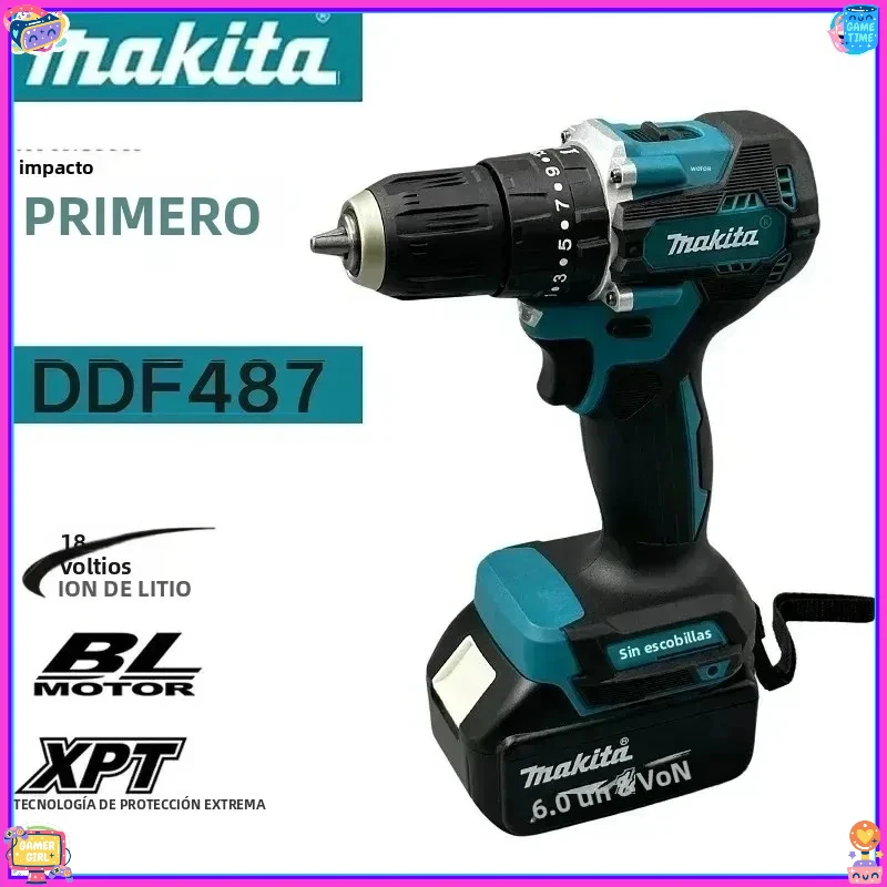 Аккумуляторная ударная дрель-шуруповерт Makita DDF487, 18В, бесщеточный двигатель, литий-ионный аккумулятор, высокомощный электроинструмент
Аккумуляторная ударная дрель-шуруповерт Makita DDF487, 18В, бесщеточный двигатель, литий-ионный аккумулятор, высокомощный электроинструмент