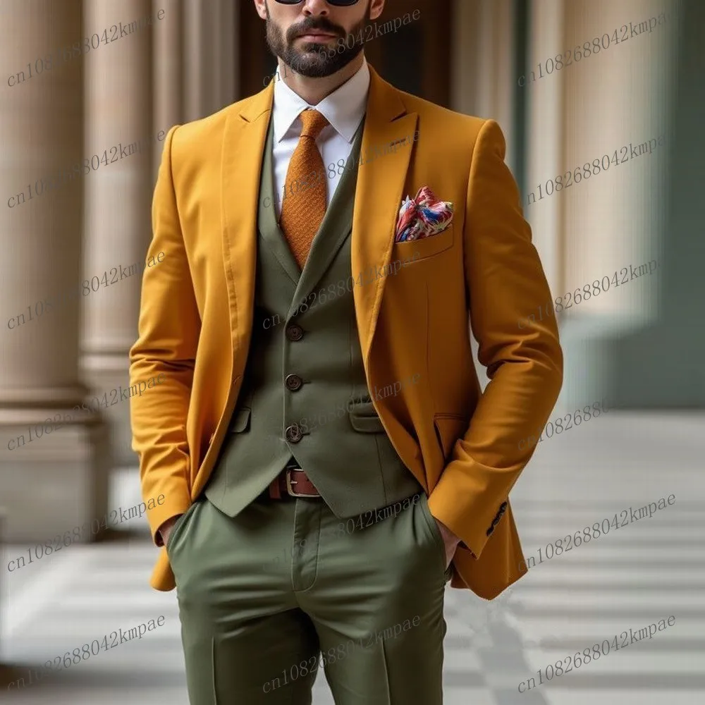 Dark Yellow And Army Green Formal Men Suit Groom Groomsman Wedding Party Prom Business Male Tuxedos 3 Piece Set Blazer Vest Pant
Dark Yellow And Army Green Formal Men Suit Groom Groomsman Wedding Party Prom Business Male Tuxedos 3 Piece Set Blazer Vest Pant
