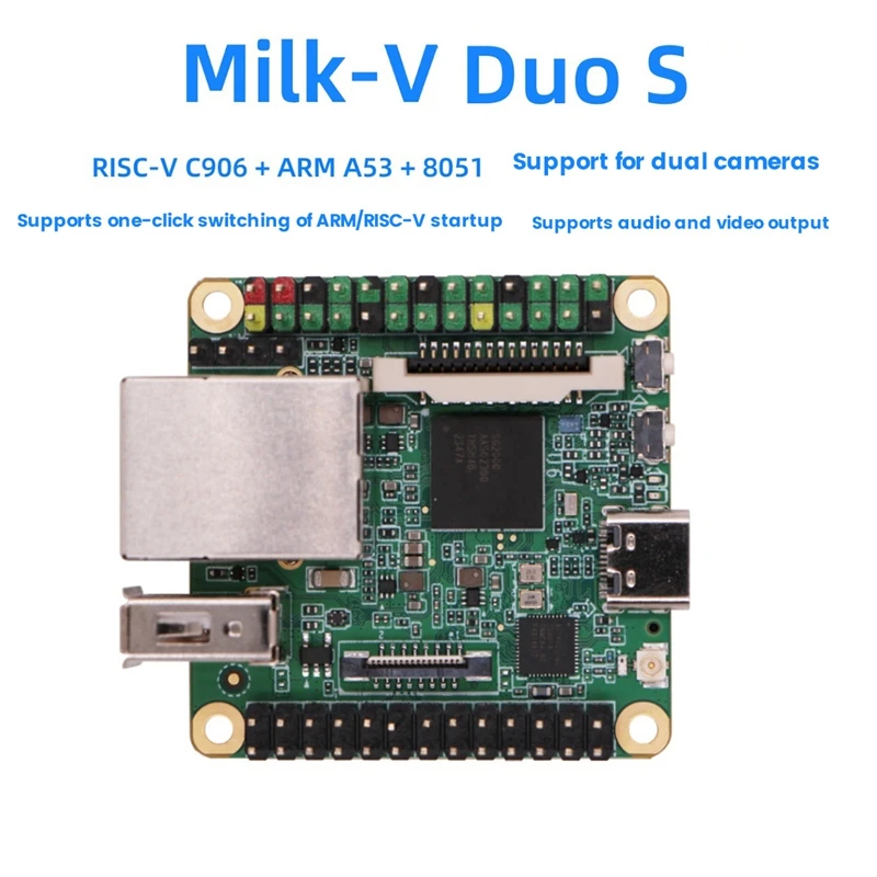 Плата разработки молока-V Duo S 512M-WIFI, стандартная Linux Wifi6/BT5 100 Мбит/с, сетевой порт молоко-V Duo S, модуль SG2000 512 Мб
Плата разработки молока-V Duo S 512M-WIFI, стандартная Linux Wifi6/BT5 100 Мбит/с, сетевой порт молоко-V Duo S, модуль SG2000 512 Мб