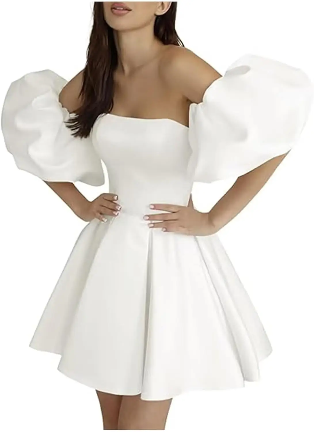 Homecoming Dress Women's Short Wedding Dresses for Bride Satin Mini Formal Dress A Line Corset Engagement Dress for Women
Homecoming Dress Women's Short Wedding Dresses for Bride Satin Mini Formal Dress A Line Corset Engagement Dress for Women