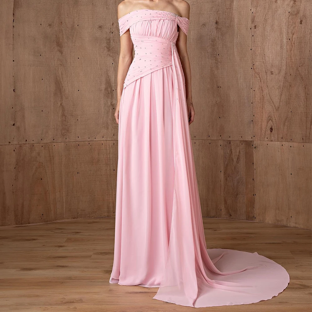 Customized Exquisite Crystal Off the Shoulder Chiffon Evening Dresses Fashion Straight Floor Length Boat Neck Short Sleeves فسات
Customized Exquisite Crystal Off the Shoulder Chiffon Evening Dresses Fashion Straight Floor Length Boat Neck Short Sleeves فسات