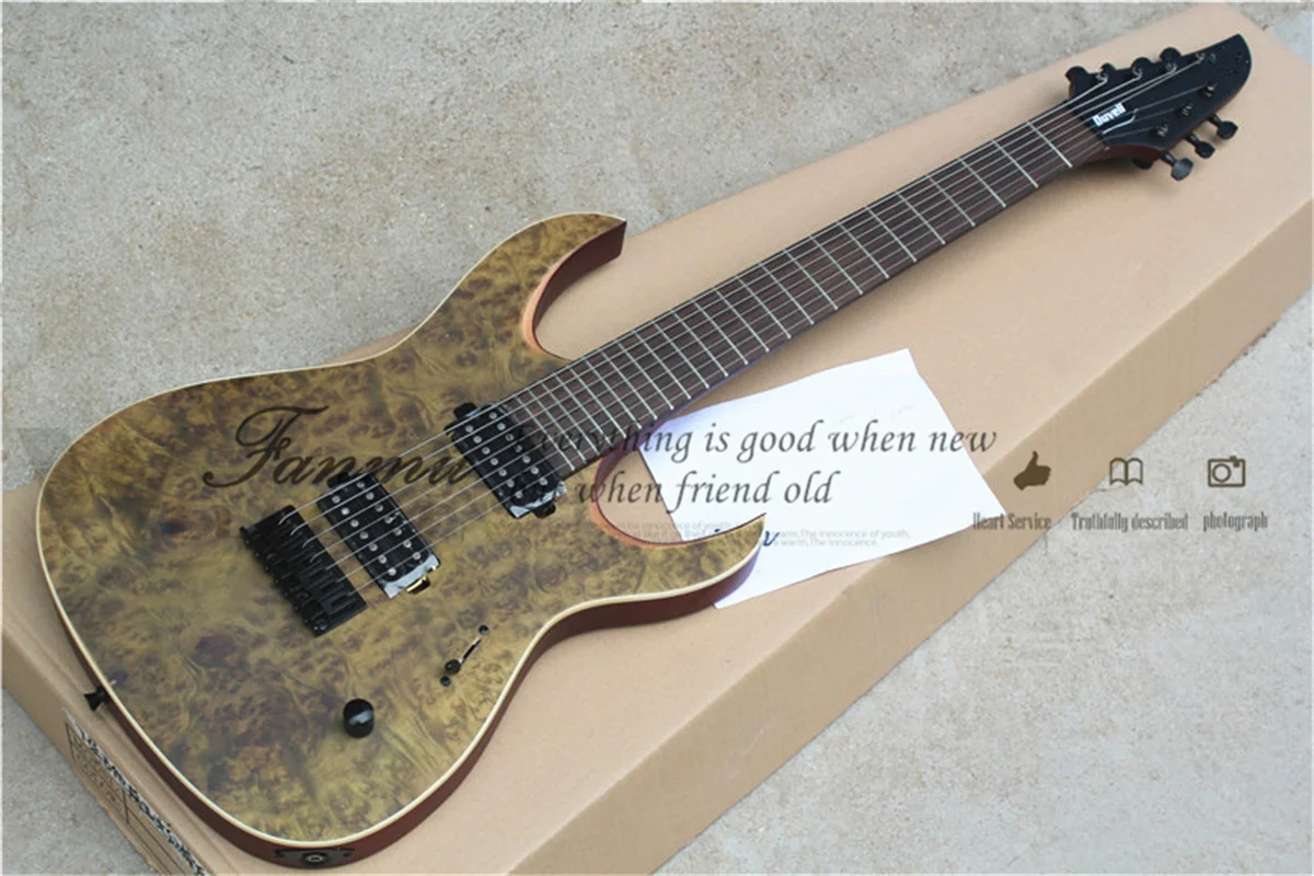 7-string electric guitar, matte brown-red mahogany CM guitar, rosewood fretboard, locked buttons
7-string electric guitar, matte brown-red mahogany CM guitar, rosewood fretboard, locked buttons