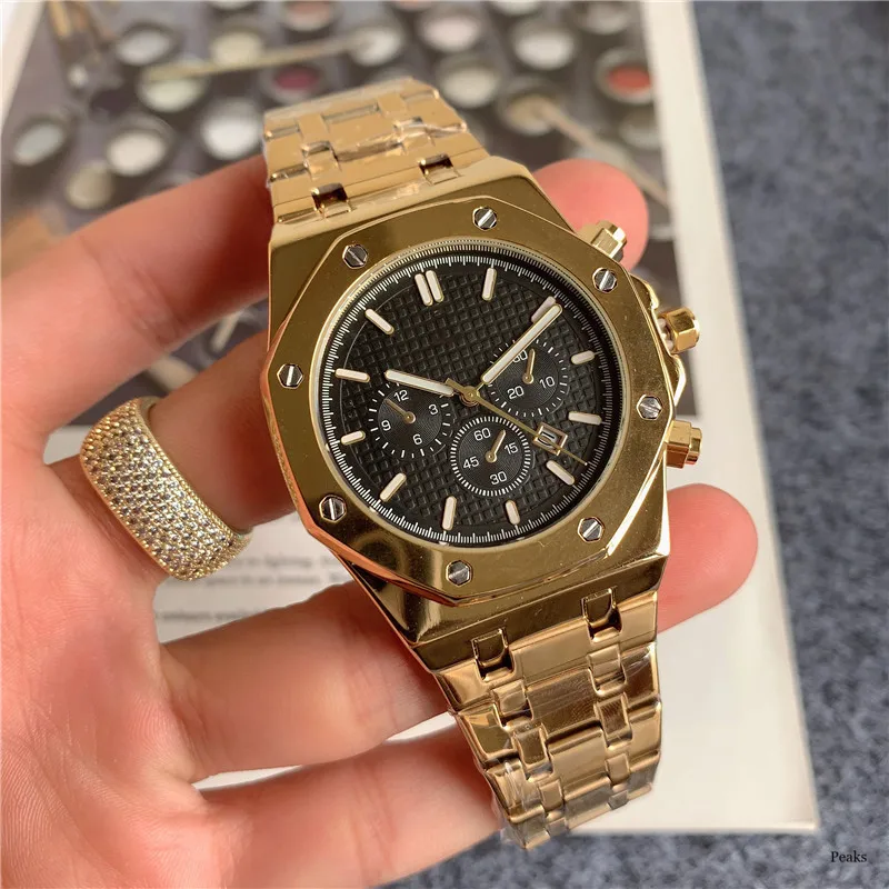 Luxury Gold Tone Men's Quartz Chronograph Watch Mesh Dial Three Subdials Stainless Steel Bracelet Business Dress Watch
Luxury Gold Tone Men's Quartz Chronograph Watch Mesh Dial Three Subdials Stainless Steel Bracelet Business Dress Watch